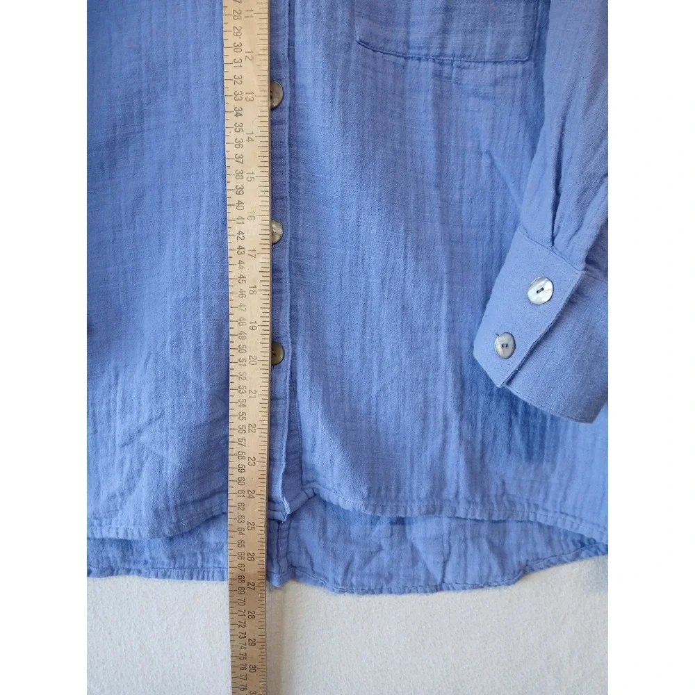 J Jill cotton guaze Tunic lagenlook pastel‎ garden button up flowy oversized